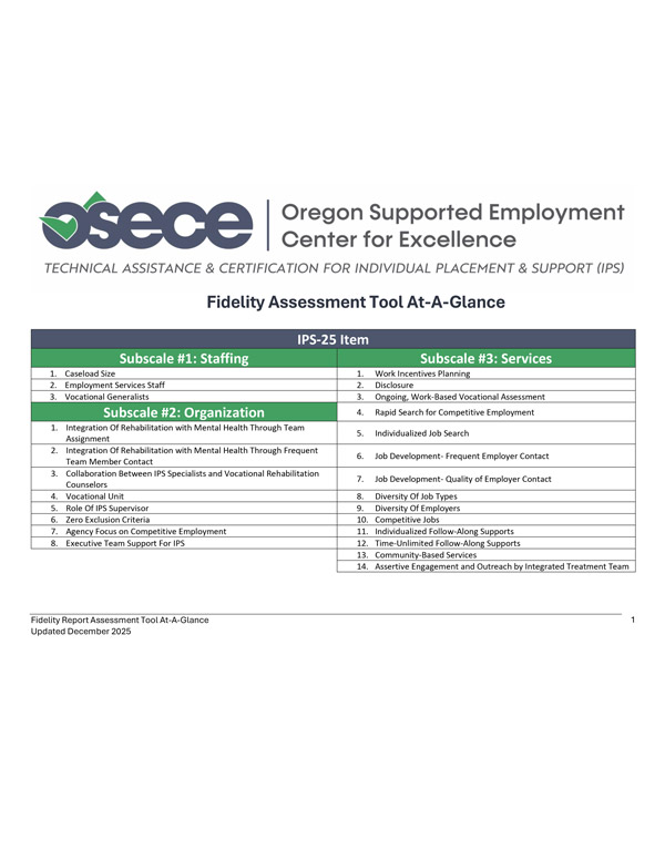 IPS Fidelity Assessment Tool at a Glance